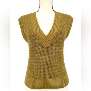 Madewell Women’s size XXS Dijon Yellow V-Neck Sleeveless Cotton Knit Sweater